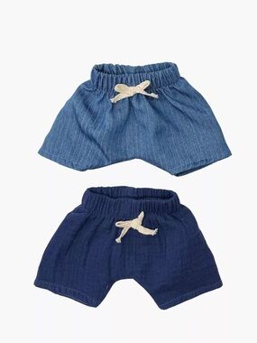 Minikane Set of 2 Vito boxer shorts in indigo cotton gauze / striped denim